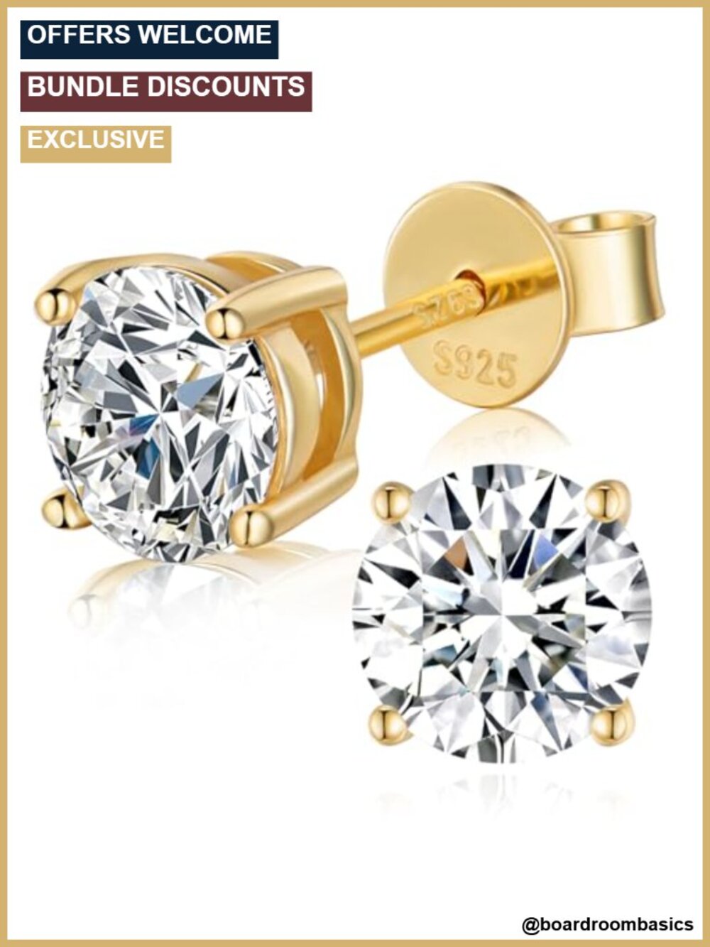 Moissanite Stud Earrings 6CT Gold Plated 925 Silver Women